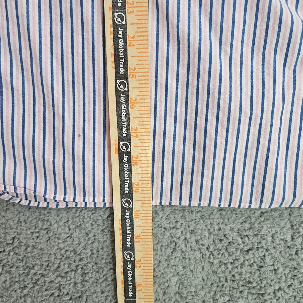 Lot of 2 - XL Men Shirt Button Up Long Sleeve  J Crew Slim Striped + Chaps Green